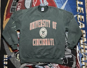 Felpa Vintage Università di Cincinnati Russell Athletic XL Distressed USA - Foto 1 di 16