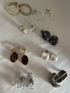 Orecchini clip cassetto spazzatura vintage tenuta varietà lotto di 8 - Foto 1 di 11