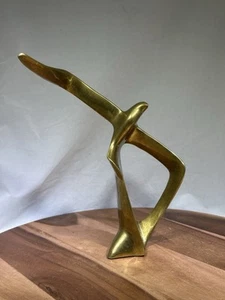 Scultura volo uccellino vintage MCM 11” ottone massiccio GATCO - Foto 1 di 5