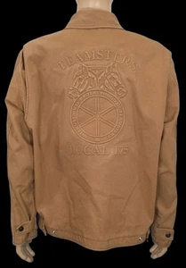 VTG Teamsters Intern Brotherhood Canvas Local 175 Embossed Bomber Jacket Mens  L - Picture 1 of 22
