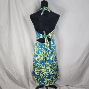MADISON LEIGH Size 18W Blue & Green Open Tie Back Fit & Flare Rockabilly Dress - Picture 1 of 11