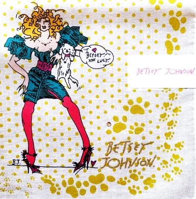 复古 Betsey Johnson 波尔卡圆点婴儿女孩蓝色连衣裙露西狗流行艺术围巾 — 第 1/4 张图片