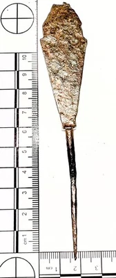 Punta de flecha punta ancha de hierro de la Horda Dorada mongola del siglo XIII rara Foto 1 de 2