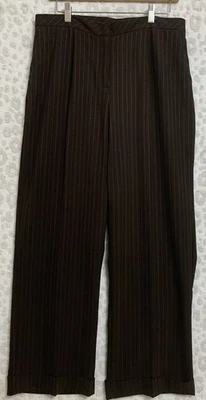 VTG Norton McNaughton 14 Women's Pants Slacks Trousers Brown Wide Leg Striped - Image 1 of 4