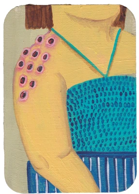 Trypophobia Fear of Holes Body Horror Folk Art Portrait Original ACEO 2.5x3.5 - Image 1 of 2