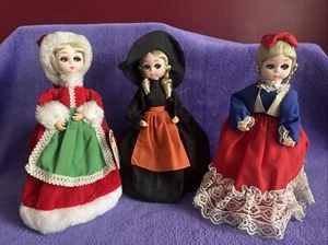 BAMBOLE BRADLEY Vintage Strega Miss Ottobre Luglio Dicembre Natale su Basi Legno - Foto 1 di 6