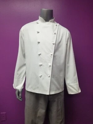 US Chef Coat Uniform 100% Cotton Long Sleeve Cook Jacket Restaurant Workwear - Image 1 of 4