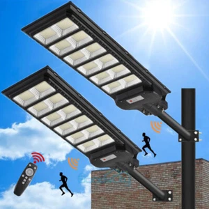 9900000000LM Commercial LED Solar Street Light Dusk to Dawn Road Wall Lamp+Pole - Picture 1 of 62