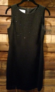 Jones Of New York Black Sleeveless Cocktail Dress 6P Sparkle Embellished Sheath - Picture 1 of 8