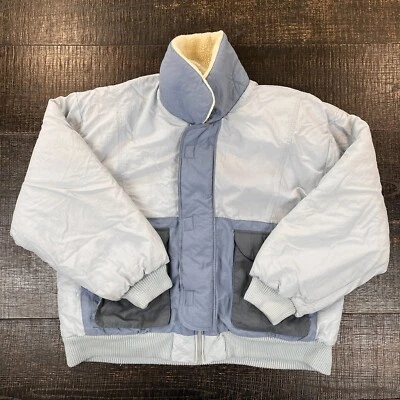 Trader Bay Vintage Powder Blue Full Zip Snap Winter Bomber Jacket Men's Size XL - Image 1 of 4
