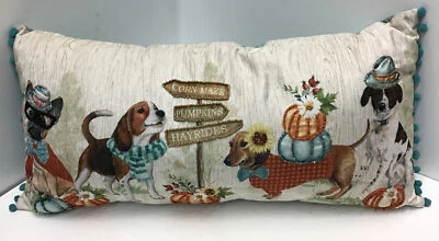 Atira Dogs Decorative Pillow Size 14 x 28"  Corn Maze-Pumpkins-Hayrides - Image 1 of 4
