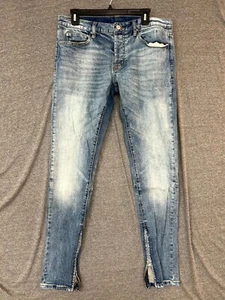 Pantalones de mezclilla ajustados Mnml para hombre 32 azul de algodón elástico cremallera al tobillo tiro bajo botón mosca - Imagen 1 de 11