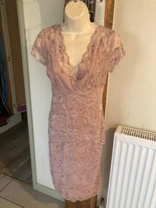 Debut Ladies Dusky Pink Sequins Vintage Dress Bodycon Size 10 Worn Once - Picture 1 of 5