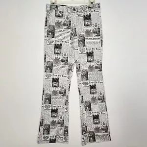 Motel Rocks Zoven Flare Trouser Tarot Print Womens Medium High Waist Black White - Picture 1 of 12