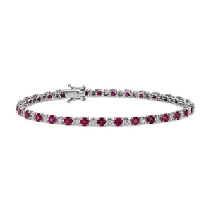 Oval Faceted Ruby Cz Bracelets girls jewellery Solid Silver - Picture 1 of 6