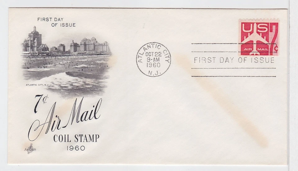 TurtlesTradingPost -  Airmail 7 Cent Jet Coil 1960 #C61  Artcraft FDC - Image 1 of 1