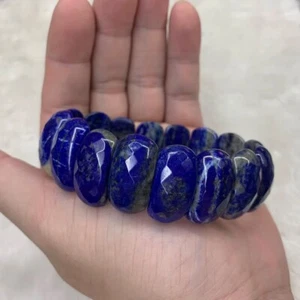 LAPISLAZULI facettiert Stretch Armband oval groß breit flexibel dehnbar 18-22cm - Bild 1 von 9