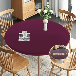 Obstal Fitted Round Table Cloth Reversible Waterproof Stain Resistant Elastic... - Picture 1 of 8