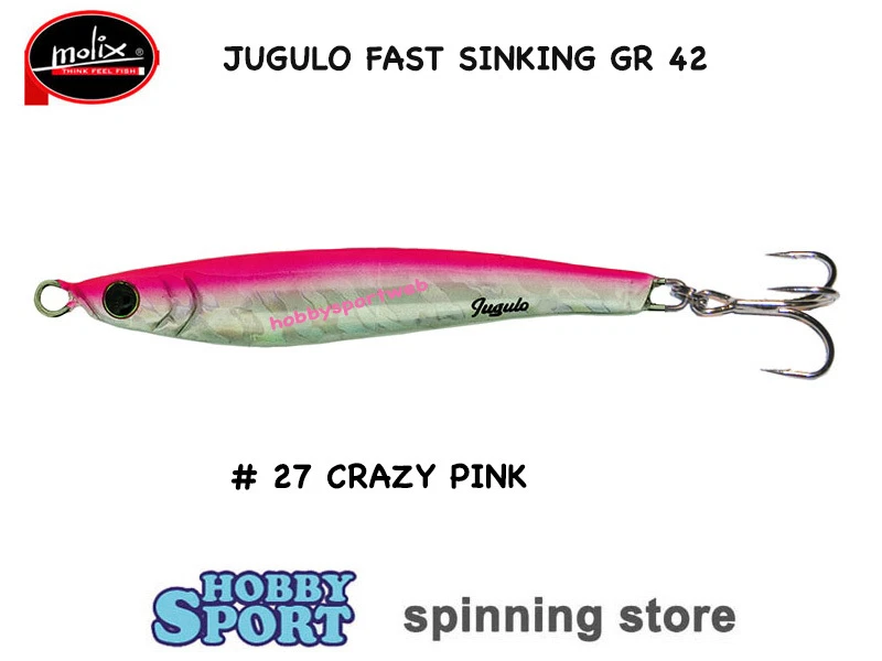 MOLIX JUGULO FAST SINKING 42 GR col SW 27 CRAZY PINK SPINNING MARE - Immagine 1 di 1