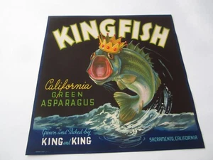 Old Vintage - KINGFISH - Asparagus - LABEL - Sacramento CA. - Picture 1 of 1