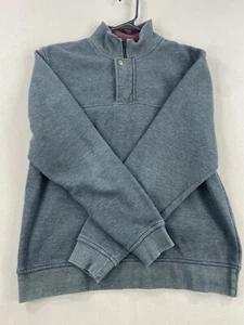 Orvis Sweatshirt Mens M Medium Grey Maroon 1/4 Zip Snap Button Long Sleeve - Picture 1 of 18