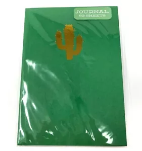 Diario Diario Diario Oro Verde Cactus Cubierta Suave Cuaderno de 50 Páginas Forrado Almohadilla de Escritura - Imagen 1 de 6