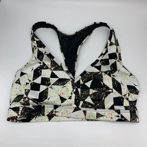 VICTORIAS SECRET Small Sports Bra Victoria Sport Black White Colorful Splatter - Picture 1 of 5