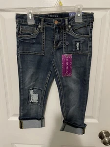 Vigoss The Jagger Jean Capri Distressed Girl's Size 12 NWT Adjustable Waist - Picture 1 of 6