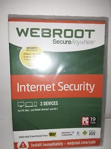 Webroot Secure Anywhere Internet Security 3 Devices New Sealed Windows Mac ios - Picture 1 of 3