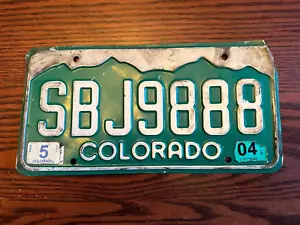 2004 Colorado License Plate SBJ9888 Green Mountain CO USA Authentic Metal May - Picture 1 of 2