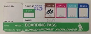 Singapore Airlines Vintage Boarding Pass Boeing B-747 Aircraft Cabin Seat Plan - Picture 1 of 2