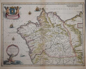 SPANIEN - GALIZIEN - GALLAECIA REGNUM VON JANSSONIUS UM 1640. - Bild 1 von 1