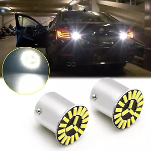 Super Bright LED 1156 P21W 7506 Reverse Backup Light White Bulbs 2PC 6000K White - Picture 1 of 12