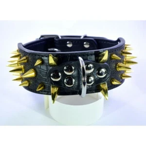 Collare in ecopelle con borchie a punta per Cane Pitbull Rottweiler DOG COLLAR - Foto 1 di 12