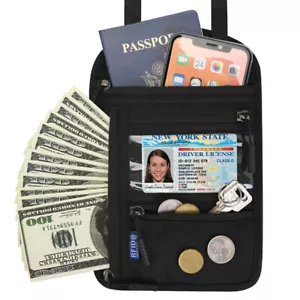 Borsa portapassaporto da viaggio impermeabile uomo donna protezione cinturino collo Regno Unito - Foto 1 di 19