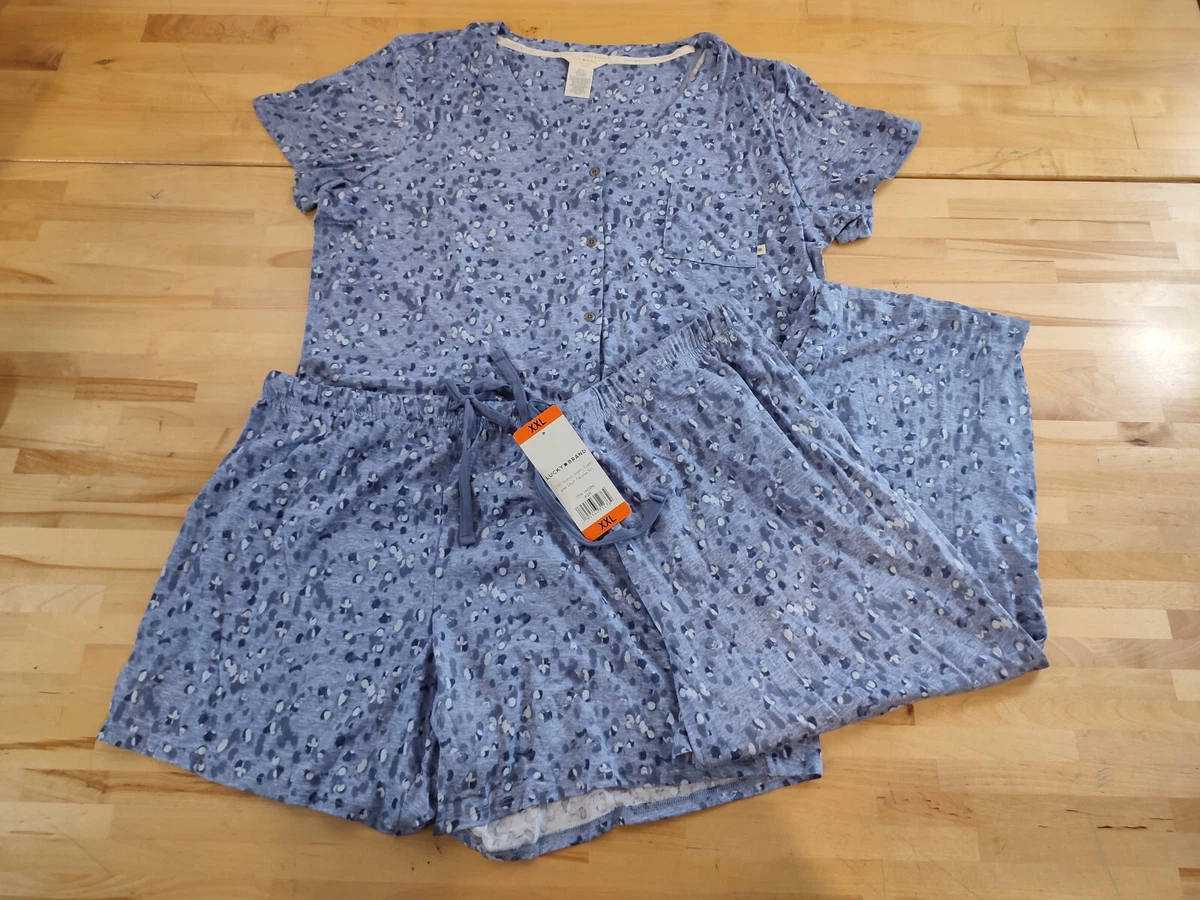 Lucky Brand Women's 4-Piece Terry Pajama Set - Relaxed Fit Lounge Set In Blue Iris