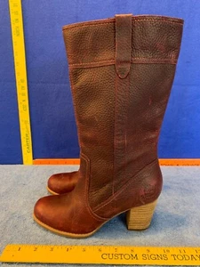 Timberland Earthkeepers Burgundy Leather Heel Boots Women's size 7 - Picture 1 of 21