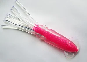 PACK OF 10 SQUIRT SQUID 7" FISHING LURE FOR DREDGES DAISY CHAINS - PINK CANDY - Picture 1 of 1