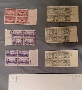 1951 US Postage Plate Block Lot (6 Total) MNH Scott #998 (3) #1002 (1) #1003 (2) - Picture 1 of 4