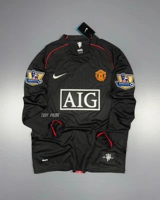 Camiseta Manchester United Ronaldo 2007-08 visitante negra manga larga Premier League  Foto 1 de 4