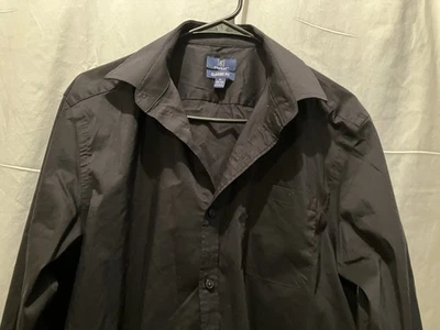 Grande George Classic Fit negro manga larga con botones para hombre  Foto 1 de 4