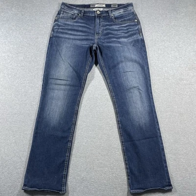 BKE пряжка Дерек прямые штанины джинсы мужские 32R 34 x 30 синий средний стирка джинсовой ткани твердого - Изображение 1 из 4