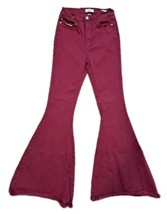 Judy Blue Jeans 7/28 High Waist Super Flare Red Maroon Bell Bottom Pants JB84164 - Picture 1 of 14