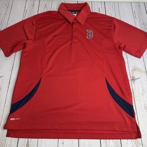 Nike DriFit Boston Red Sox Short Sleeve Embroidered Polo Shirt Mens Medium Red - Picture 1 of 11