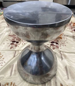 Vintage Mid Century Aluminum Stool MCM Hourglass Side Table Retro - Picture 1 of 12