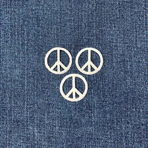 3-Pack Peace Sign Patch Applique - Mini White Embroidered Badge 1" (Iron On) - Picture 1 of 2