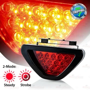 UNIVERSAL Sporty F1 Style Triangle LED Steady Flashing Brake Fog Lamp Light RED - Picture 1 of 8