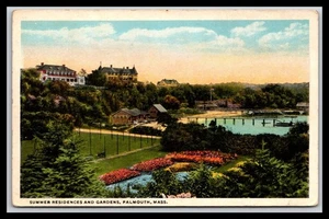 Residencias de verano y jardines, Falmouth, Massachusetts - Postal antigua F07 - Imagen 1 de 2