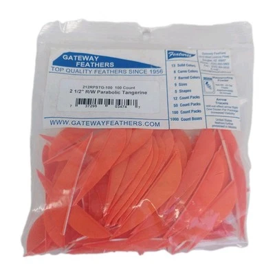 Paquete de 100 plumas Gateway de 2,5" ala derecha: naranja mandarina parabólica 212 RPSTG Foto 1 de 4