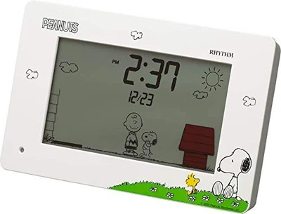 Rhythm Peanuts Snoopy Digital  Alarm Clock with Calendar White Desk Display - Image 1 of 4